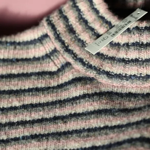 🅽🅴🆆 𝓜𝓪𝓭𝓮𝔀𝓮𝓵𝓵 merino wool fair trade pocket stripe sweater, XXS