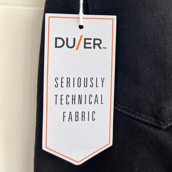 🚓 NWT Du/er Midweight Performance Denim High Rise Taper 90s Jean Black 25W 31L