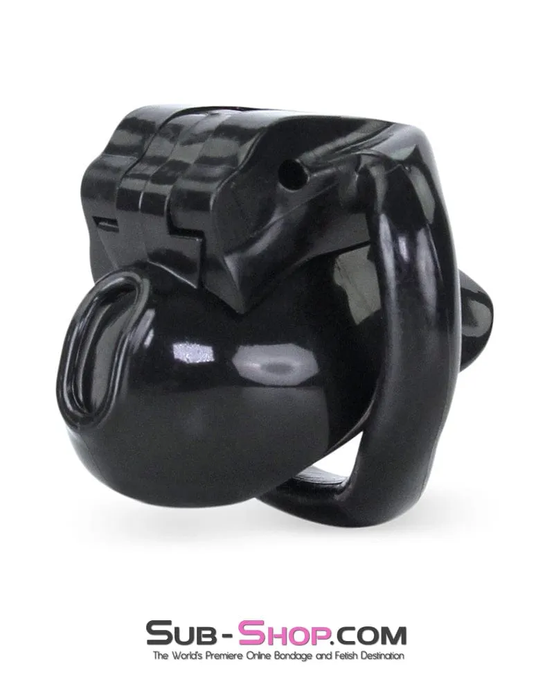 0643M      Defiant Mini Black Locking Chastity Cock Cage
