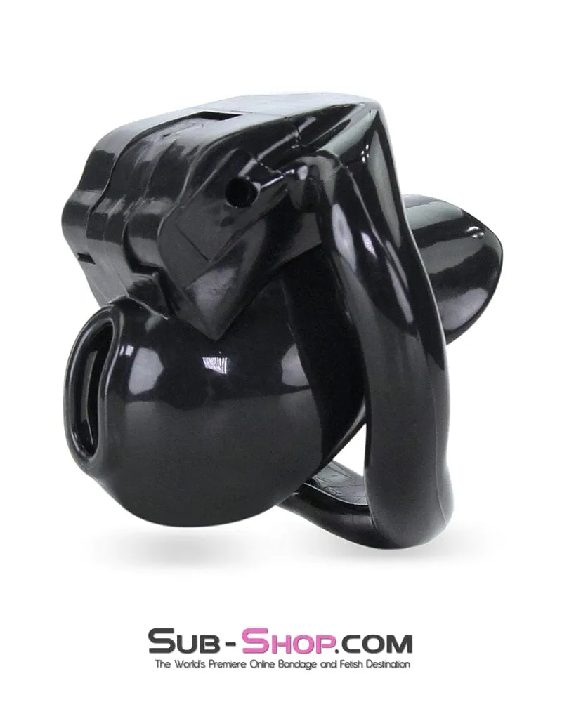 0643M      Defiant Mini Black Locking Chastity Cock Cage