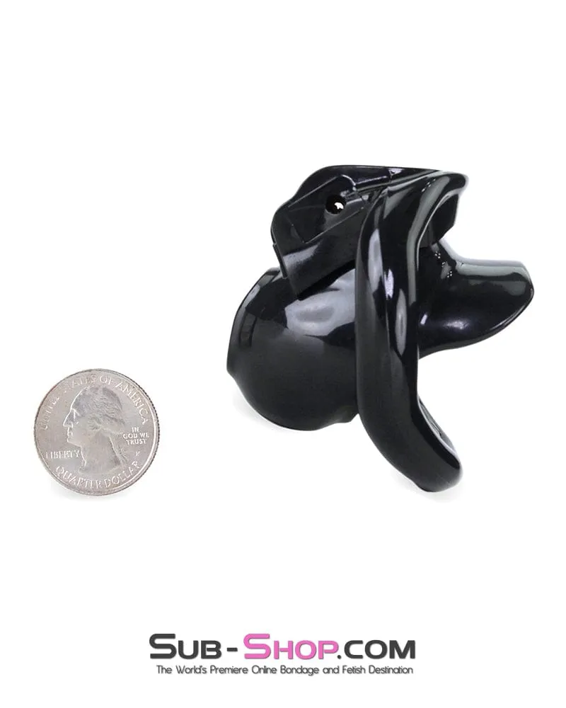 0643M      Defiant Mini Black Locking Chastity Cock Cage