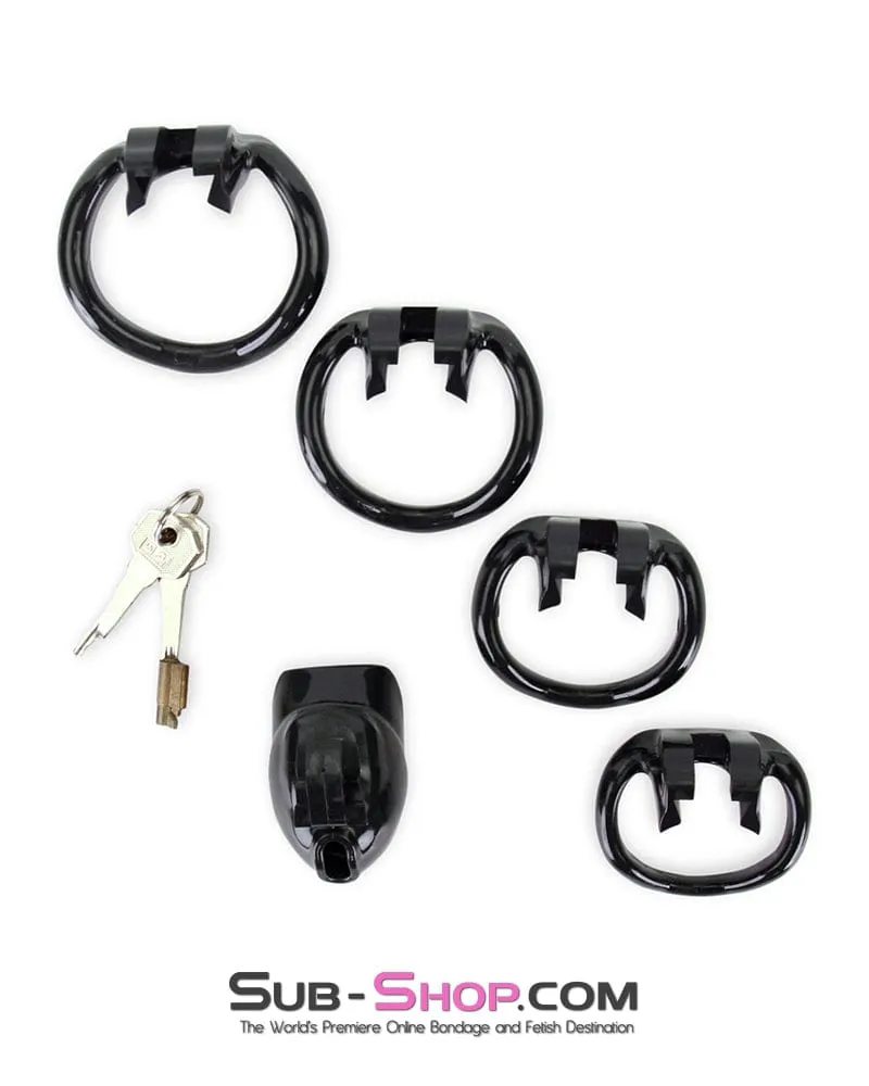 0643M      Defiant Mini Black Locking Chastity Cock Cage