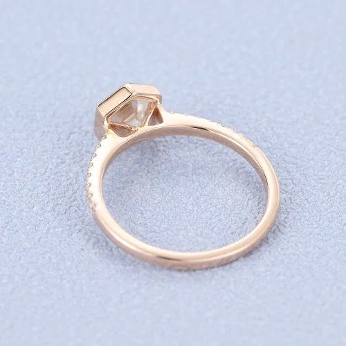 0.72ct Hexagon cut Moissanite Engagement Ring women Gold vintage diamond wedding ring jewelry Promise Anniversary gift for her