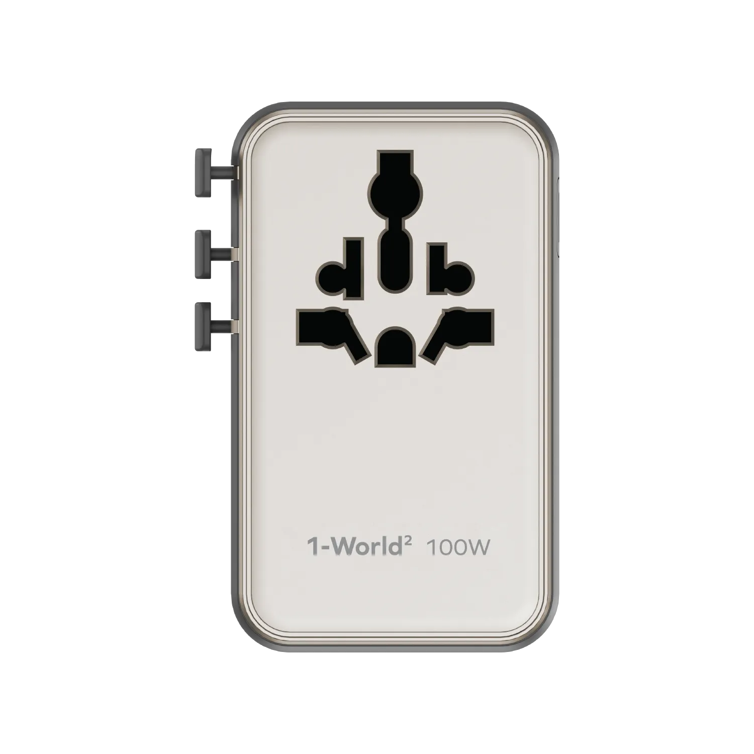 1-World²⁺ 4-Port Mini Universal Travel GaN Charger with Built-In Retractable Cable 100W with Dual AC