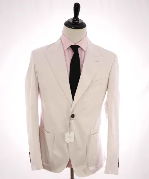 $1,095 ELEVENTY - COTTON Patch Pocket Peak Lapel Neutral Blazer - 40 (50 EU)