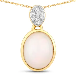 10K Gold Ethiopian Opal and Diamond Slide Necklace