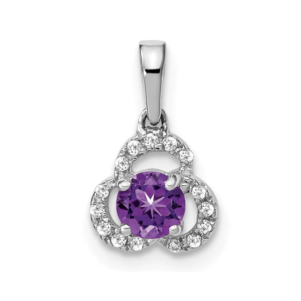 10k White Gold Amethyst and Diamond Pendant