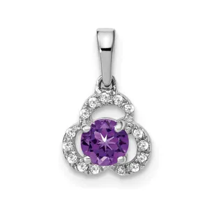 10k White Gold Amethyst and Diamond Pendant