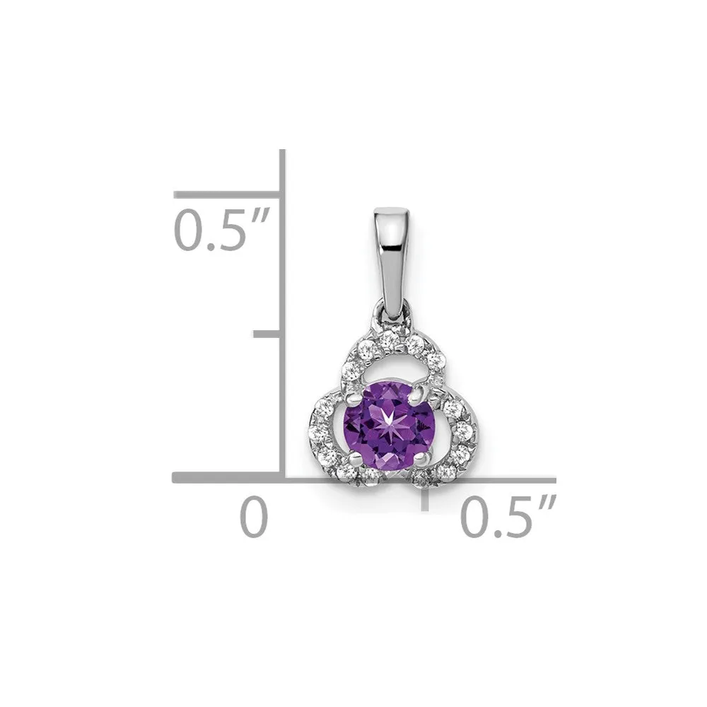 10k White Gold Amethyst and Diamond Pendant