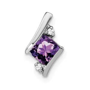 10k White Gold Antique Cushion Amethyst and Diamond Chain Slide