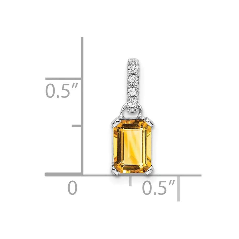 10k White Gold Citrine and Diamond Pendant