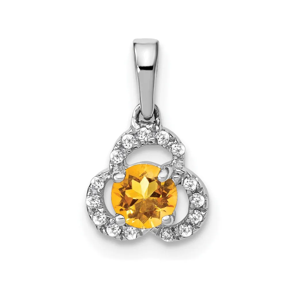10k White Gold Citrine and Diamond Pendant