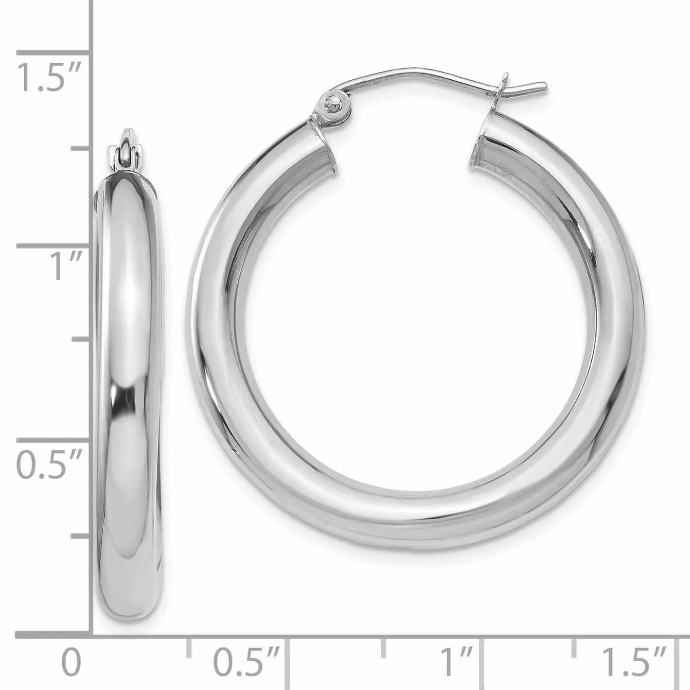 10K White Gold Polish Lightweight Hoop Earrings