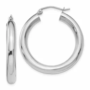 10K White Gold Polish Lightweight Hoop Earrings