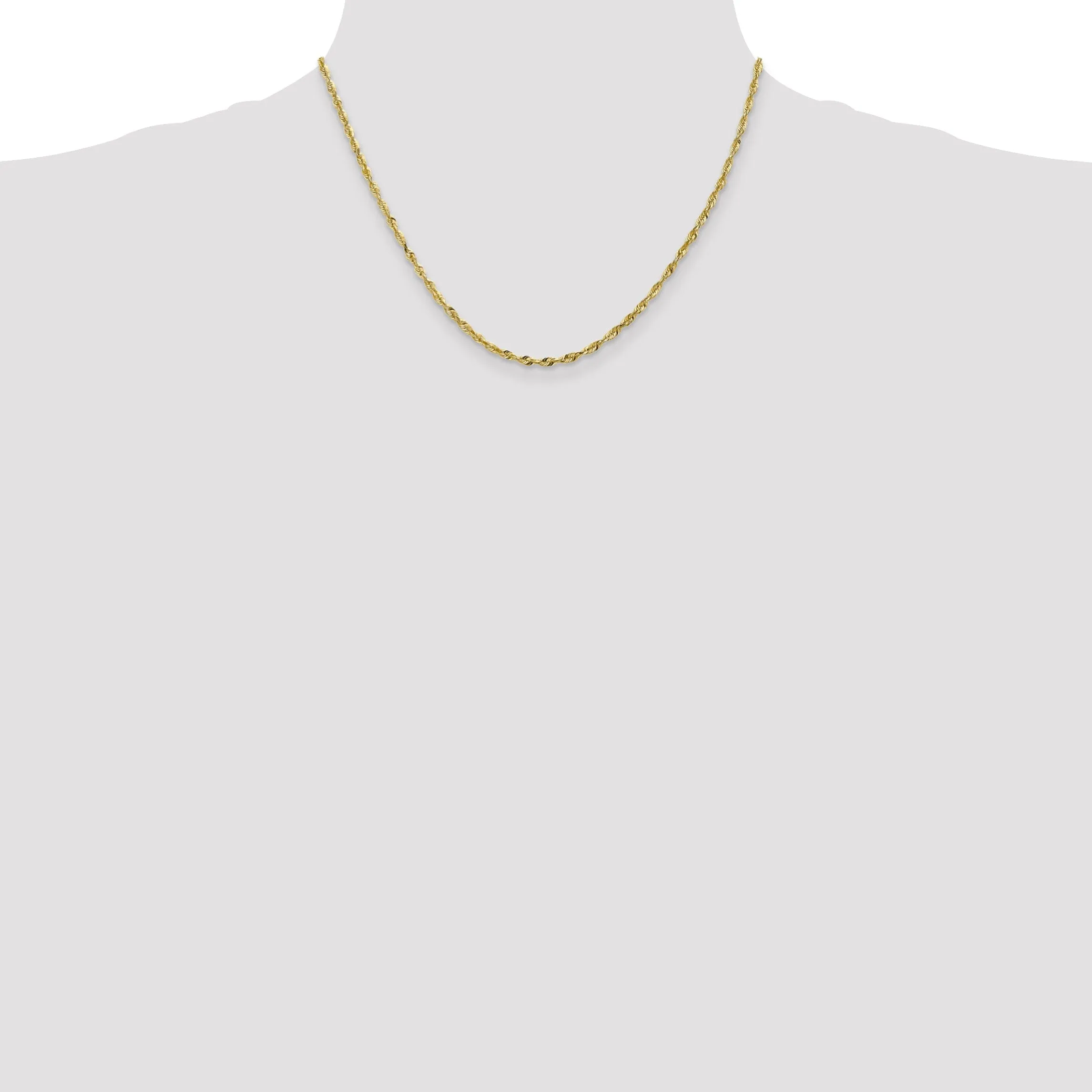 10k Yellow Gold 2.5m D.C Lightweight Rope Chain