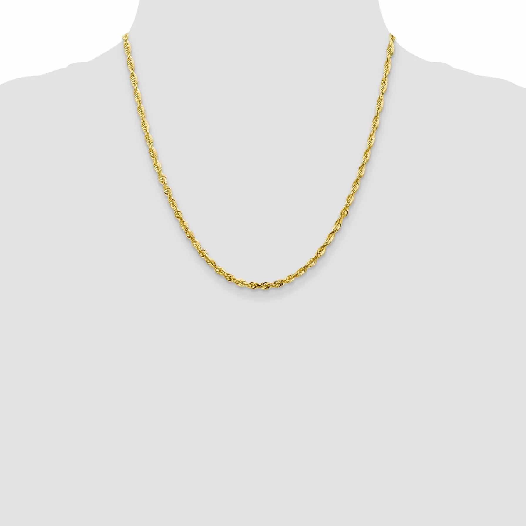 10k Yellow Gold 3.5m D.C Lightweight Rope Chain