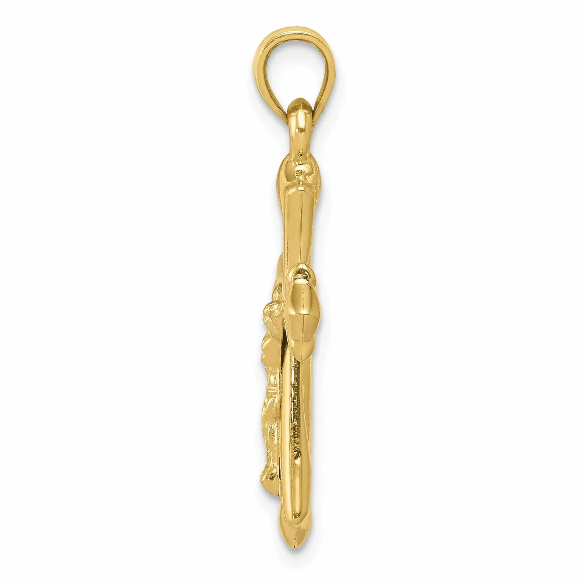 10k Yellow Gold Reversible Crucifix Cross Charm