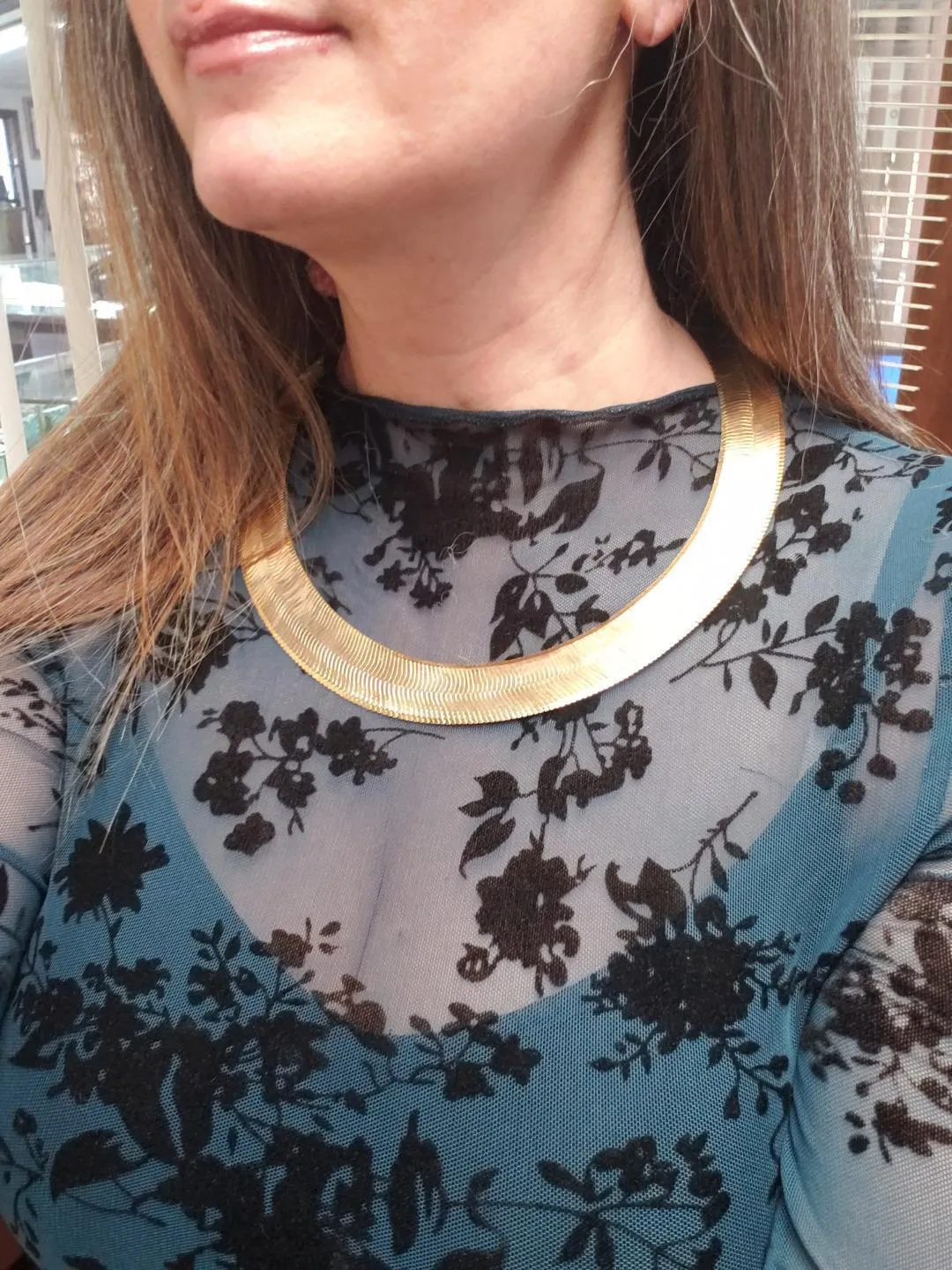 10k Yellow Gold Wide Herringbone Chain 19.6mm 22" Chain