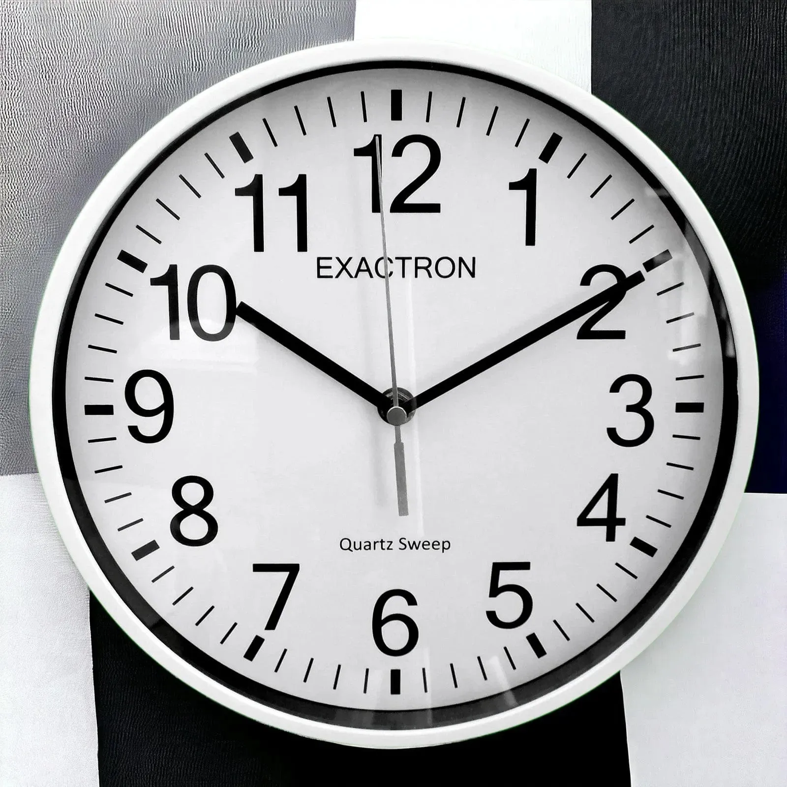 10" Round White Wall Clock Quartz Silent Sweep Non Ticking Movement