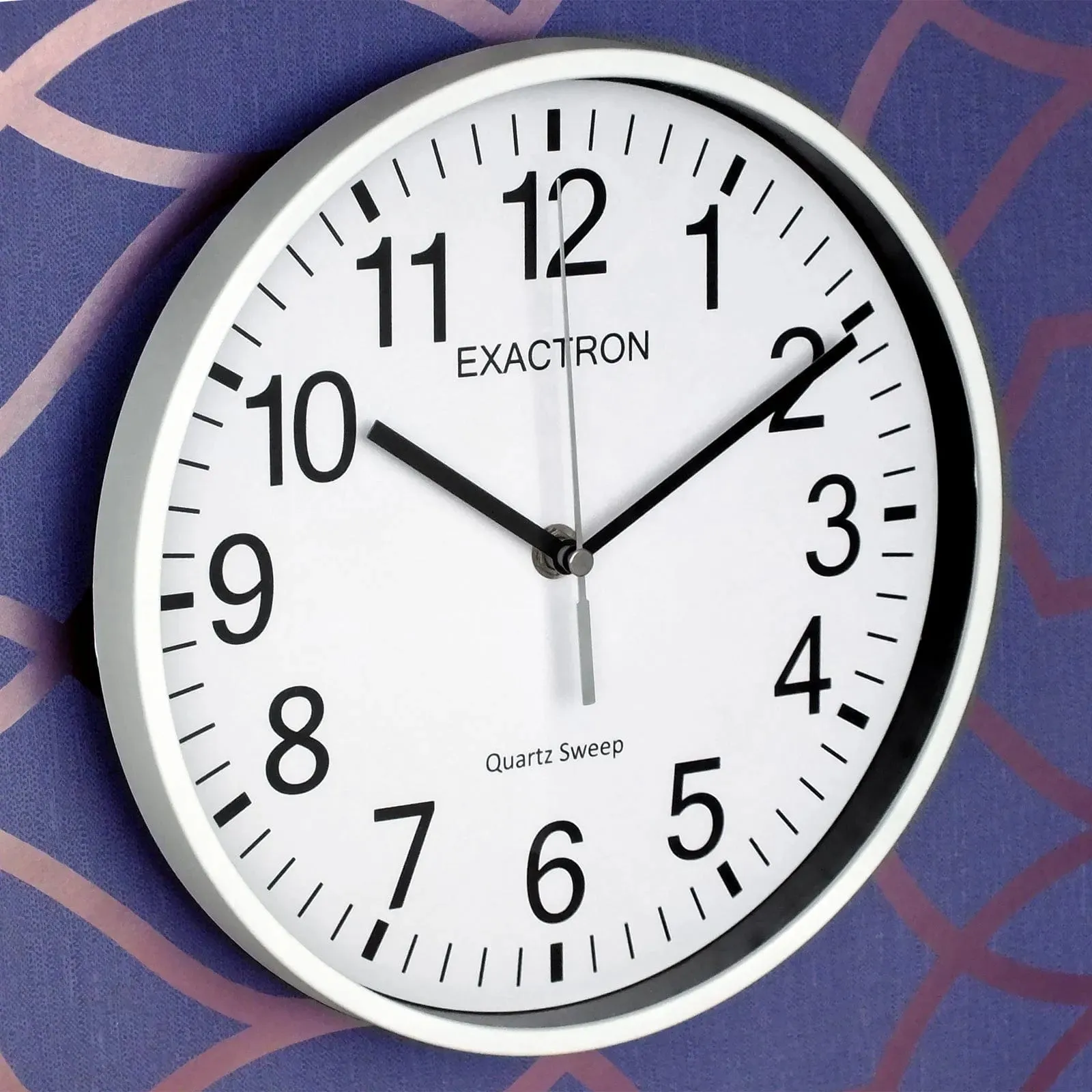 10" Round White Wall Clock Quartz Silent Sweep Non Ticking Movement