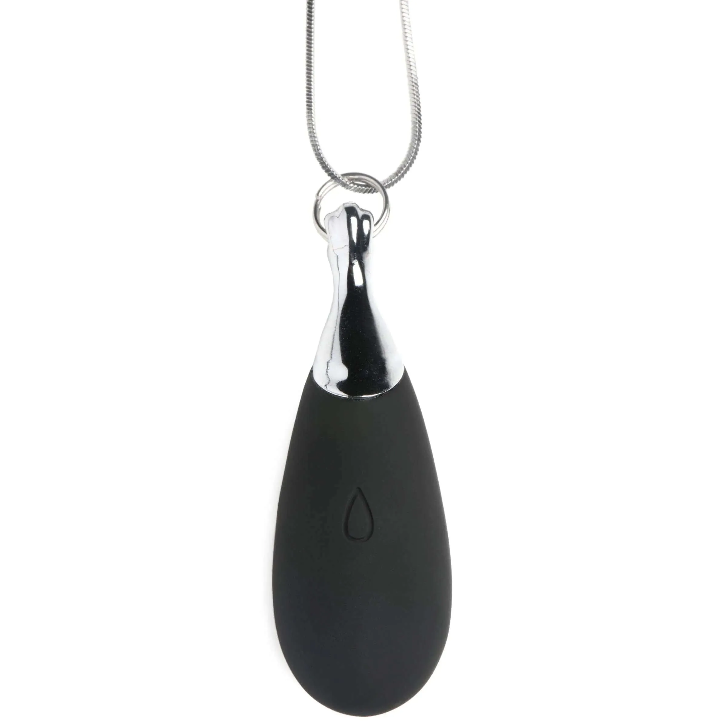 10x Vibrating Silicone Teardrop Necklace - Black