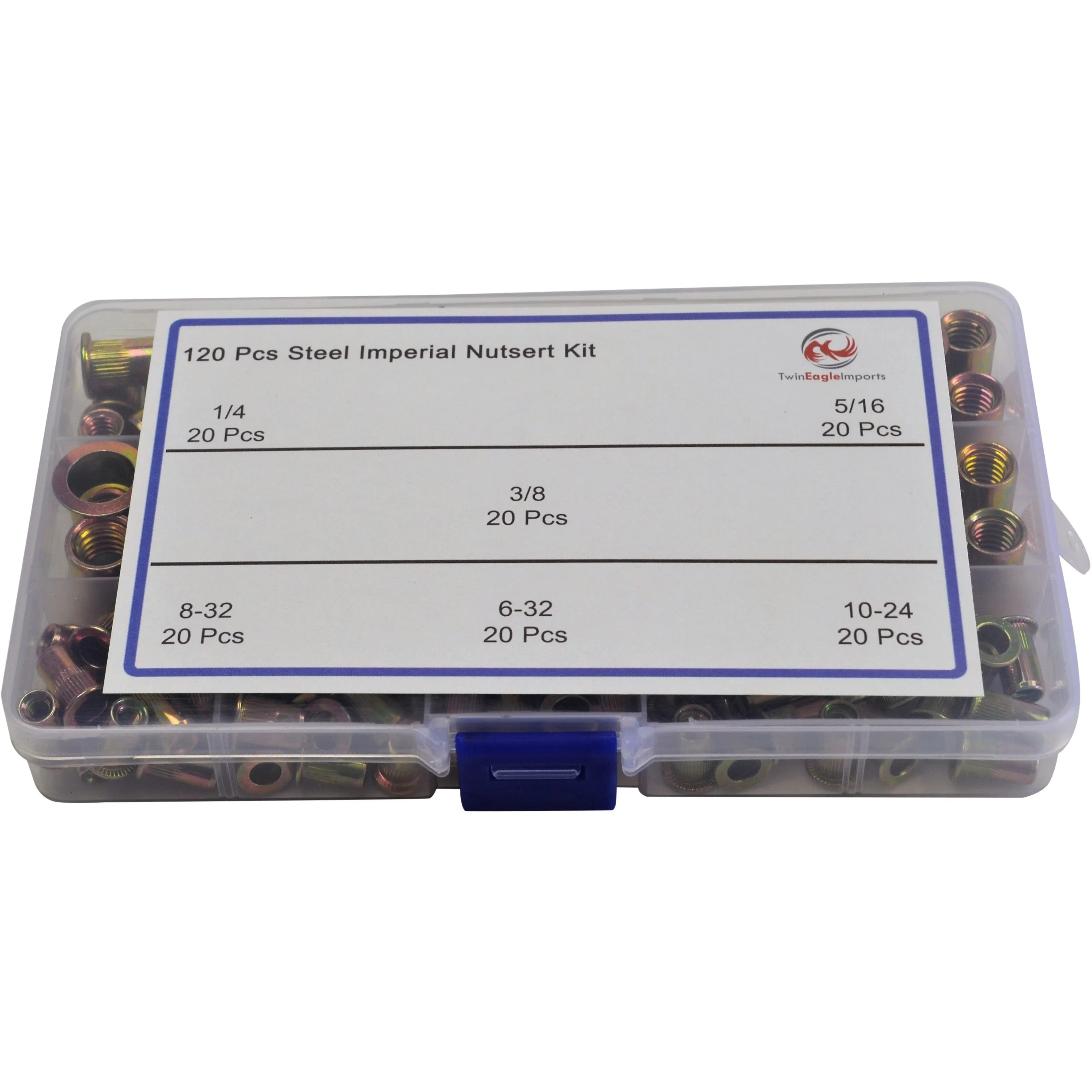 120pc Imperial Steel and 120pc Metric Steel Nutserts  Grab Kit