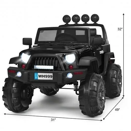12V Kids Ride On Truck with Remote Control and Double Magnetic Door-Black - Colo