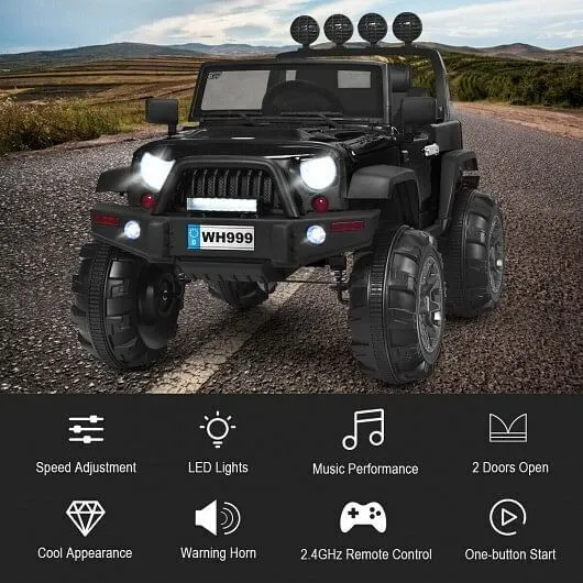 12V Kids Ride On Truck with Remote Control and Double Magnetic Door-Black - Colo