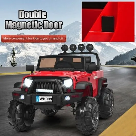 12V Kids Ride On Truck with Remote Control and Double Magnetic Door-Red - Color: