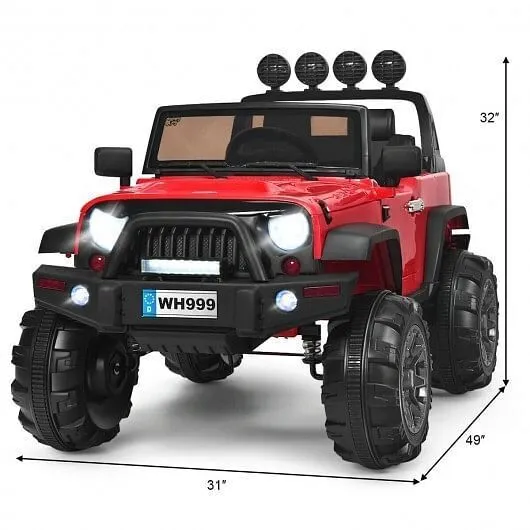 12V Kids Ride On Truck with Remote Control and Double Magnetic Door-Red - Color: