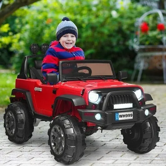 12V Kids Ride On Truck with Remote Control and Double Magnetic Door-Red - Color: