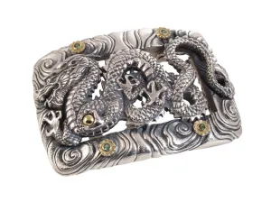 #1366 Custom Sterling, 18kt Trophy Buckle with Tsavorite Stones