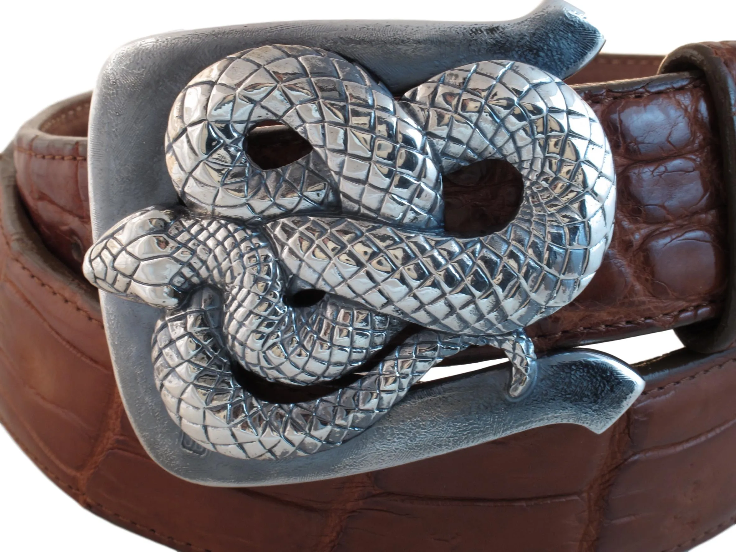 #1371 Sterling Coiled Snake Buckle, 1.5"