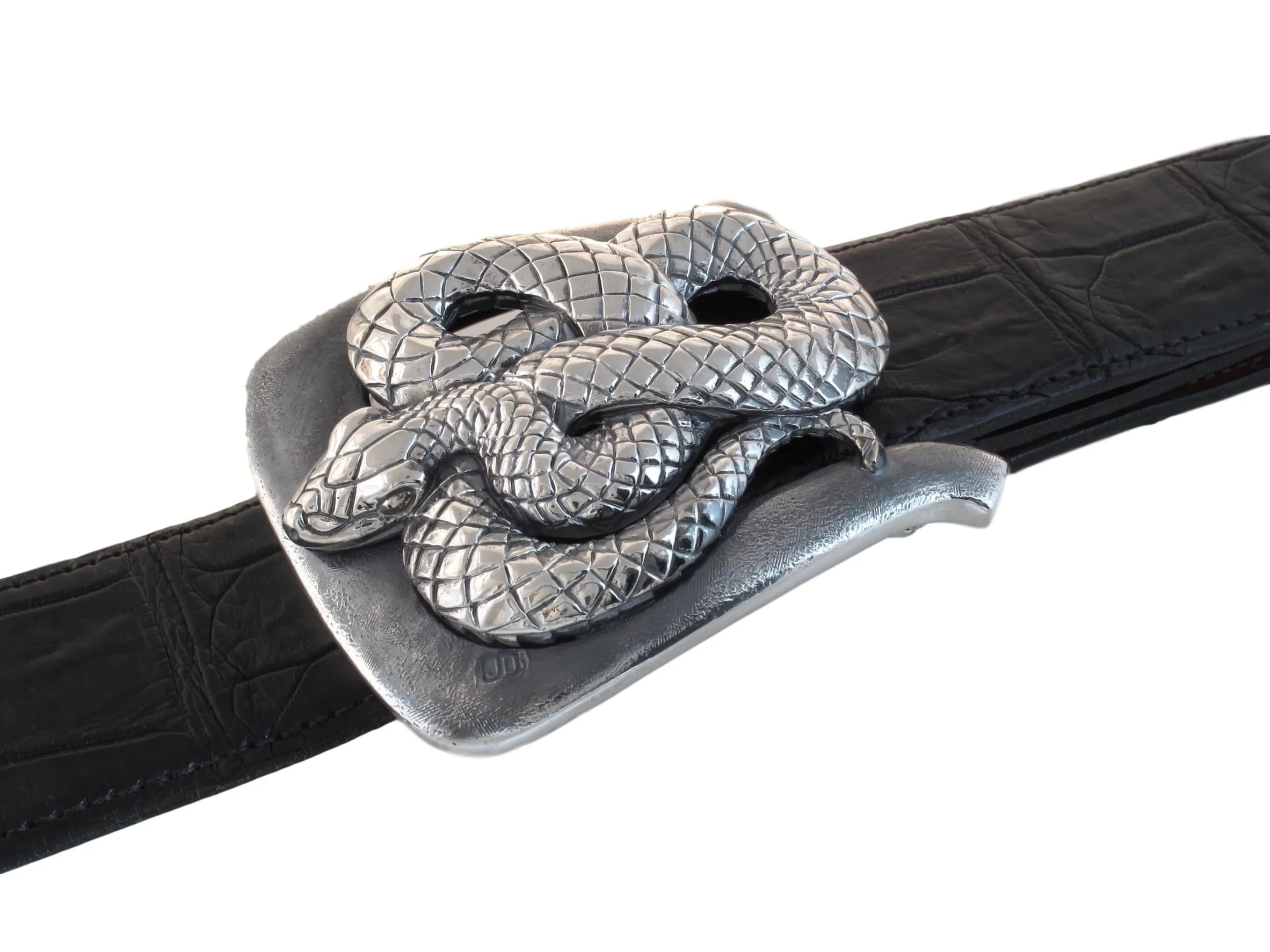 #1371 Sterling Coiled Snake Buckle, 1.5"