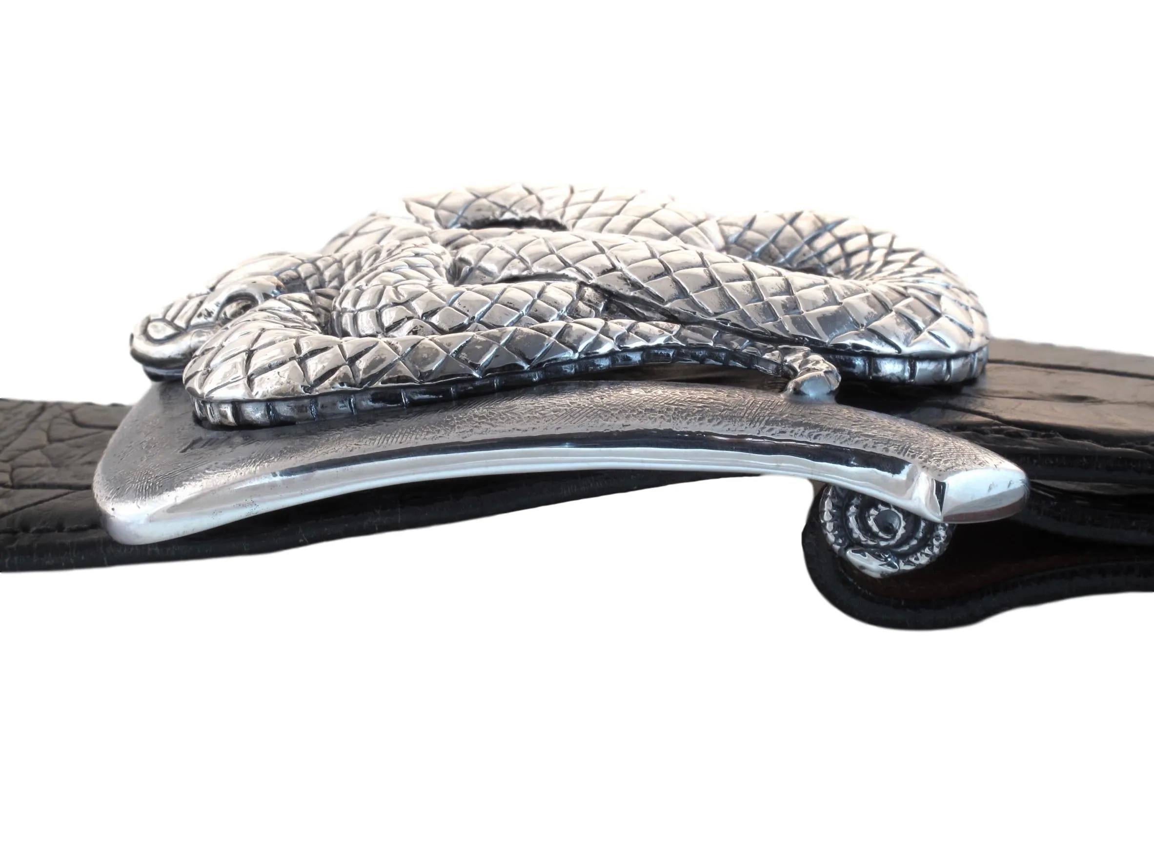 #1371 Sterling Coiled Snake Buckle, 1.5"
