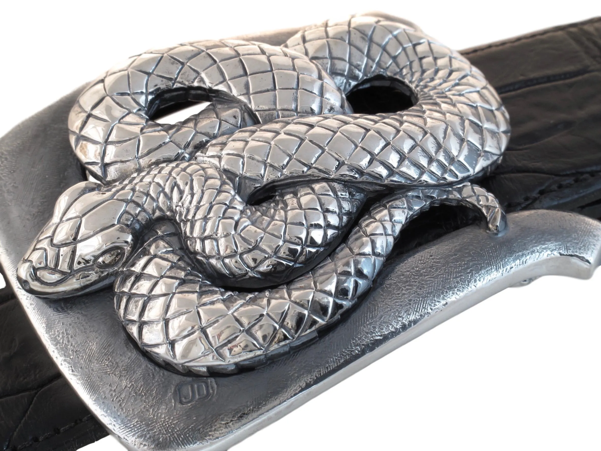 #1371 Sterling Coiled Snake Buckle, 1.5"
