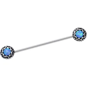 14 Gauge Blue Synthetic Opal Star Shine Industrial Barbell 40mm