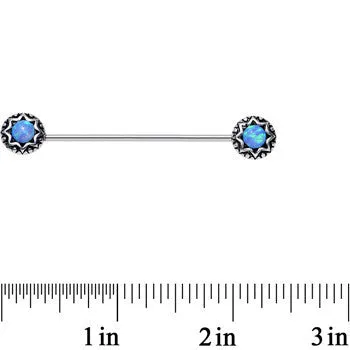 14 Gauge Blue Synthetic Opal Star Shine Industrial Barbell 40mm