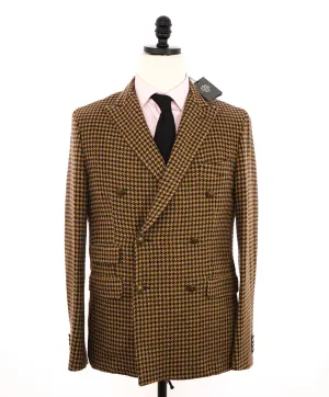 $1,495 ELEVENTY - Neutral/Brown HOUNDSTOOTH Double Breasted Blazer - 38 (48 EU)