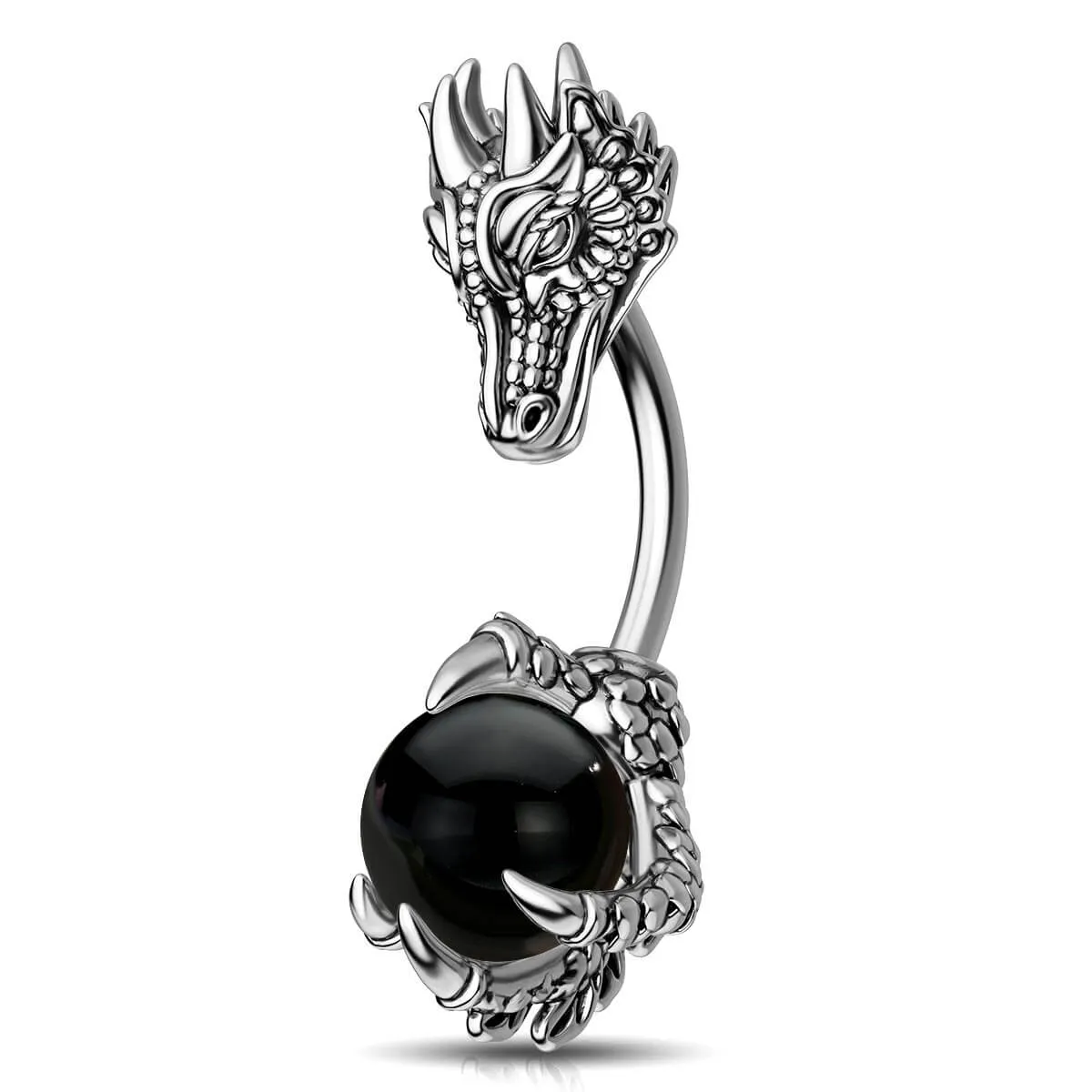 14G Dragon Head Natural Stone Belly Ring