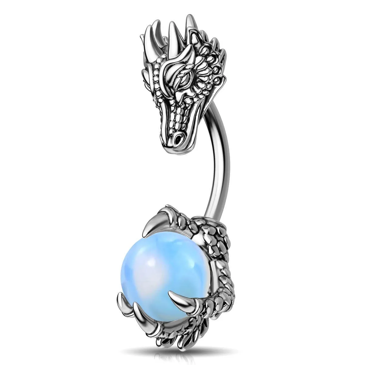 14G Dragon Head Natural Stone Belly Ring