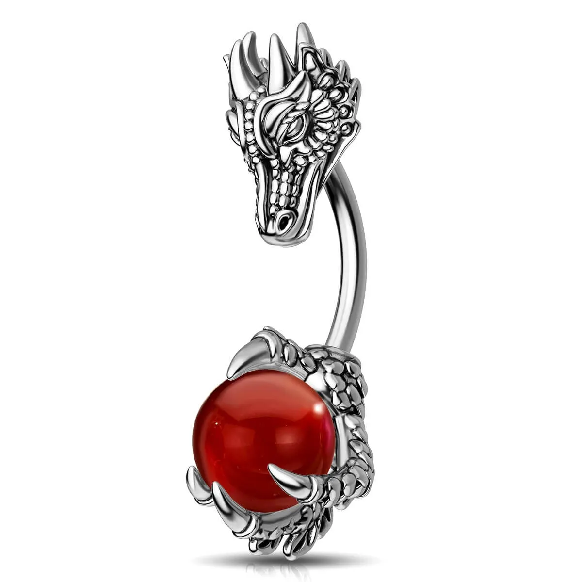 14G Dragon Head Natural Stone Belly Ring