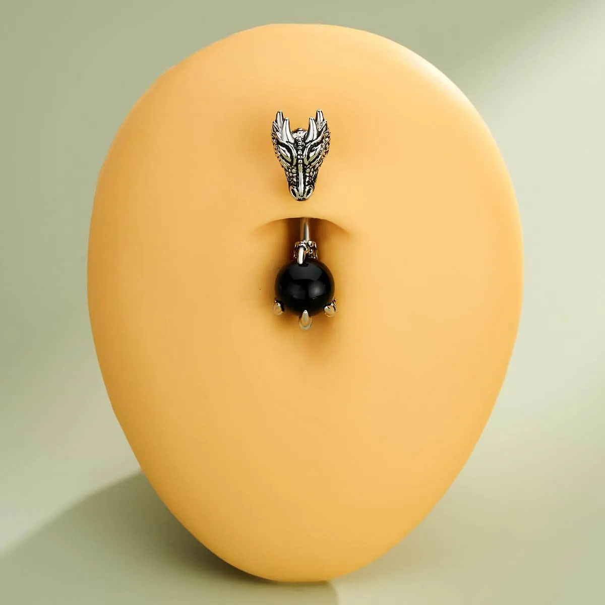 14G Dragon Head Natural Stone Belly Ring