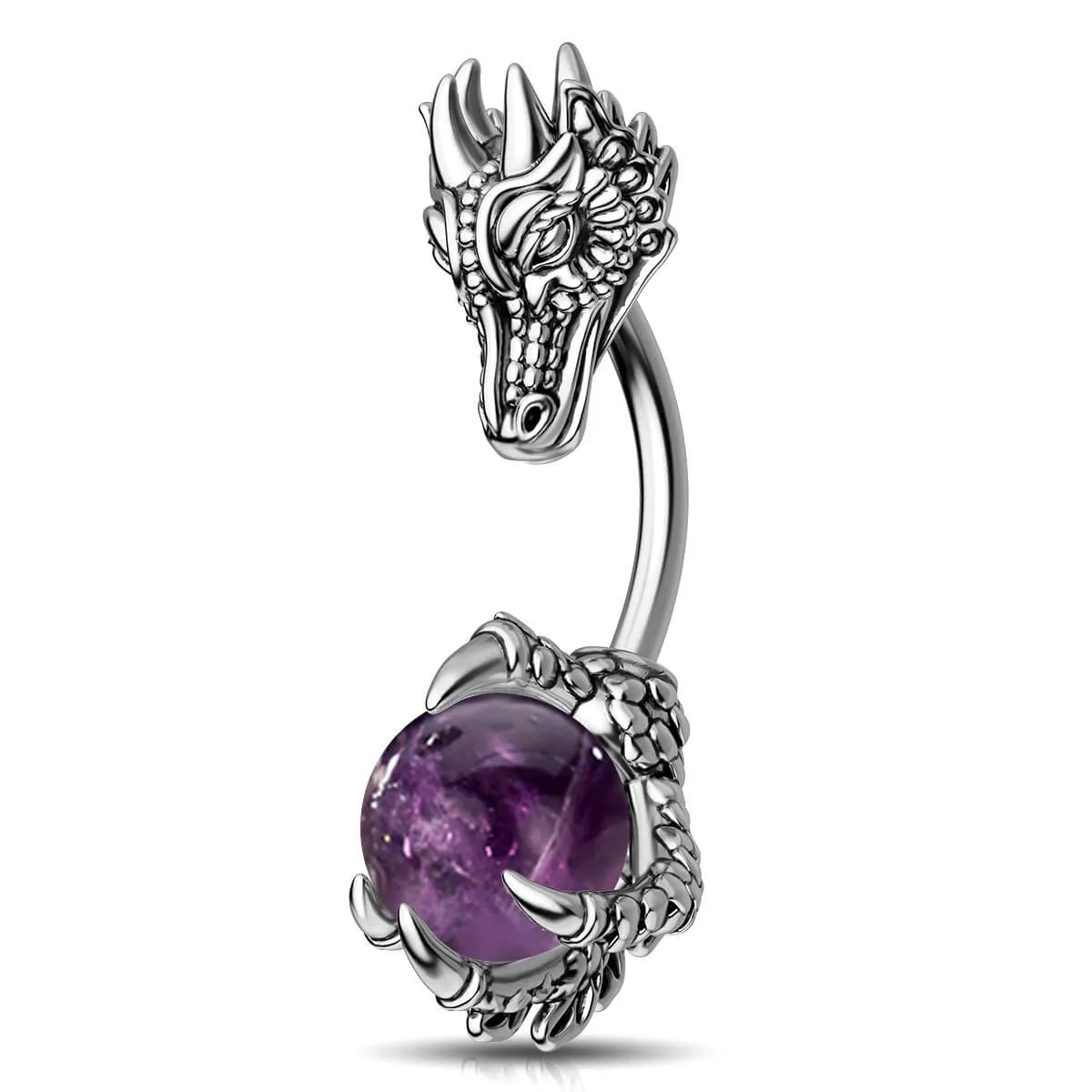 14G Dragon Head Natural Stone Belly Ring