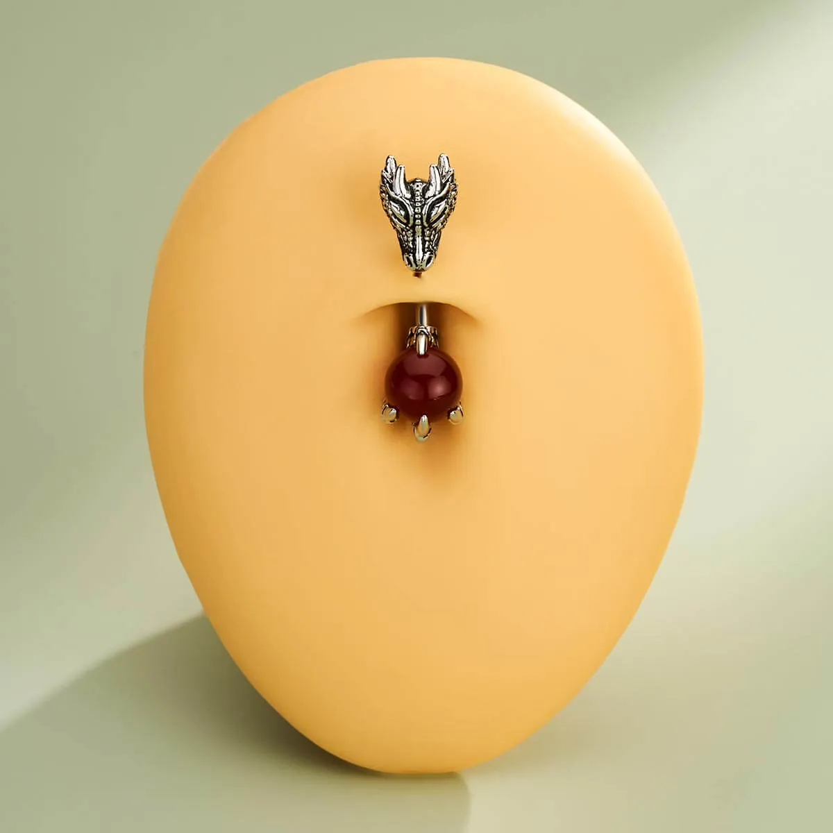 14G Dragon Head Natural Stone Belly Ring