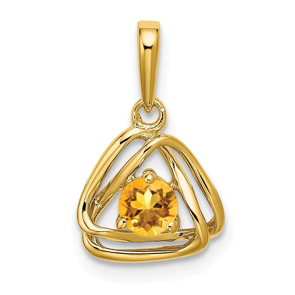 14k Citrine Triangle Pendant