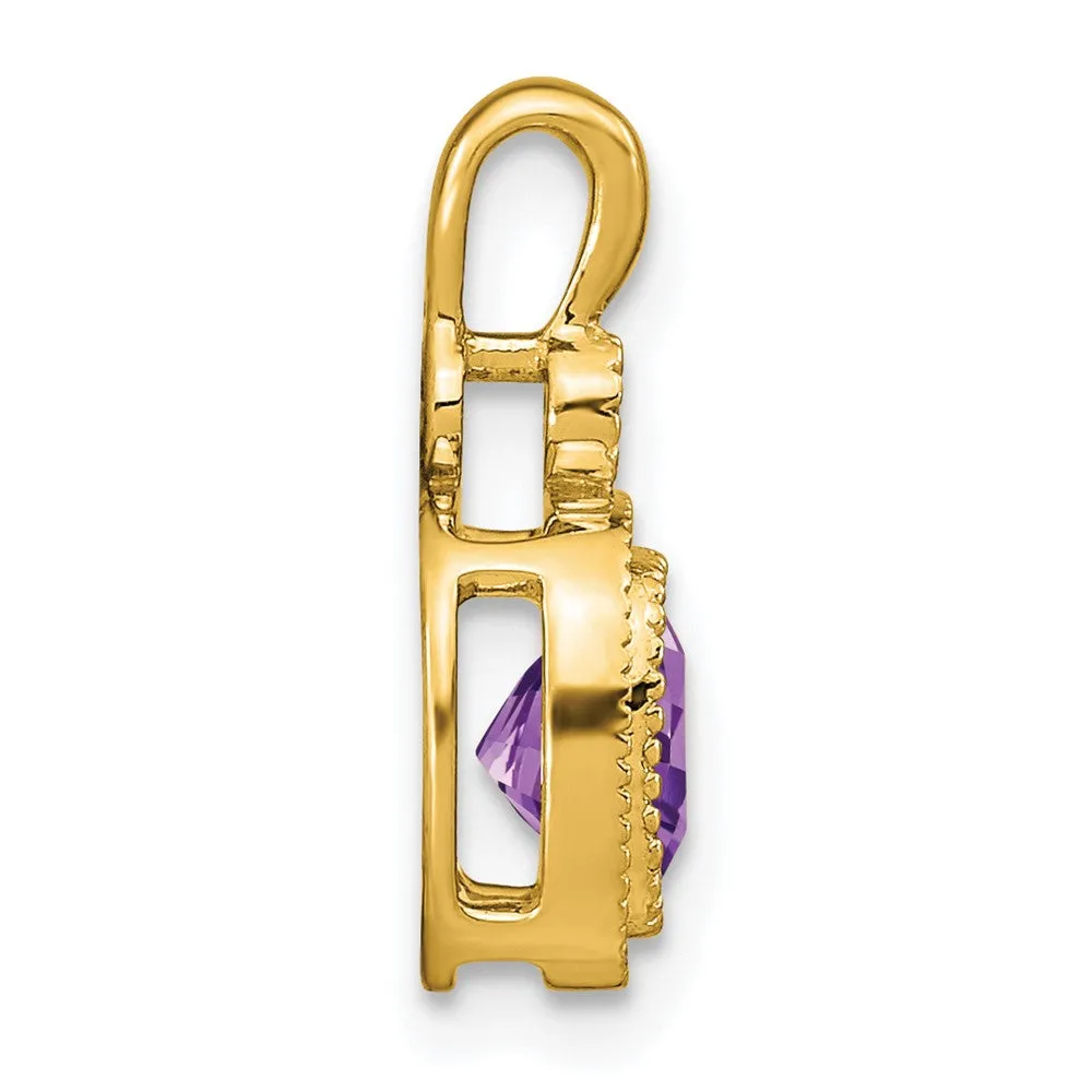 14k Cushion Amethyst and Diamond Pendant