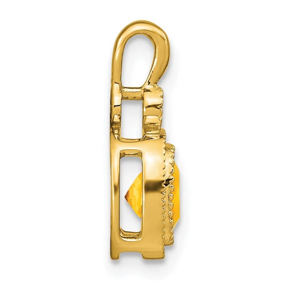 14k Cushion Citrine and Diamond Pendant