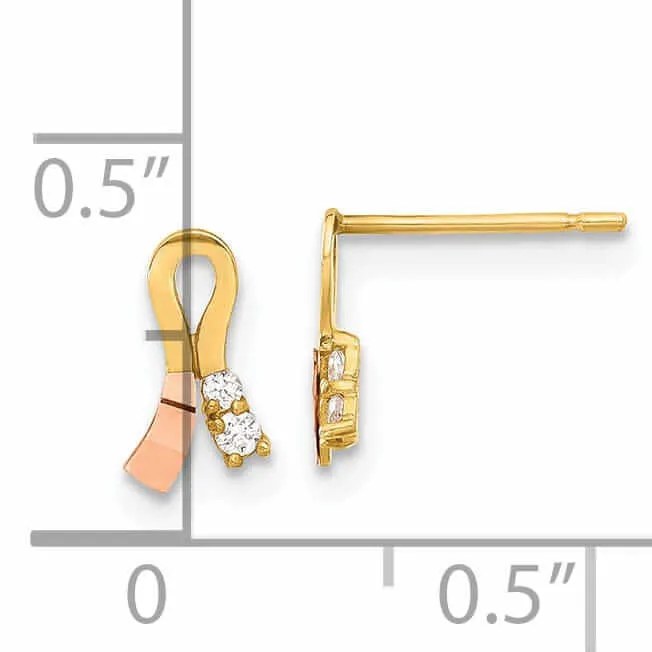 14k Madi K Yellow Rose Gold Ribbon Earrings