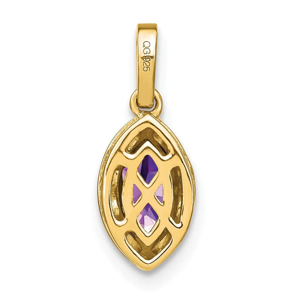 14k Marquise Amethyst and Diamond Pendant